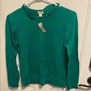 J. Crew Green Crew Neck Sweater Vibrant Knit Pullover